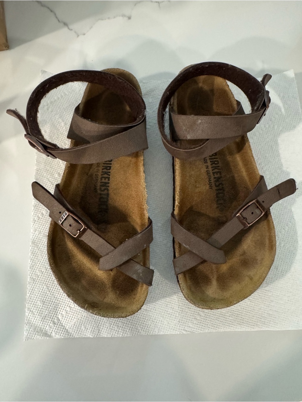 Birkenstock Yara Oiled Leather Habana Ankle Strap Sandals Size 37 6-6.5